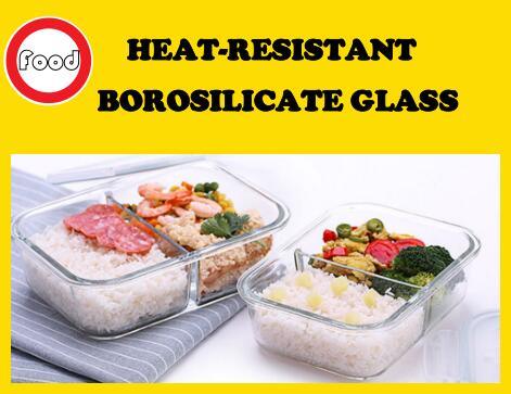 Glass Containers Food Storage Set Sandwich Lunch Box Container with 2 Compartments