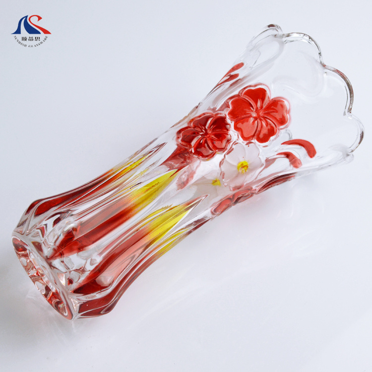 Stock Color Glass Decoration Transparent Colored Glass Vase