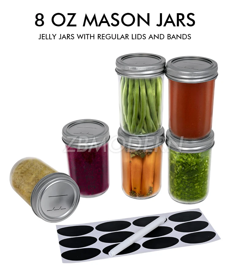Supplier Wholesale Glass Jar Wide Mouth Mason Jar 8 Oz Containers with Lids