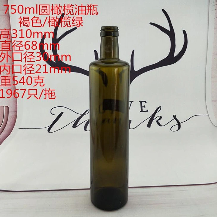 750ml 1000ml Square Round Olive Oil Bottle Green Amber Olive Oil Bottle Kitchenware Glass Bottle