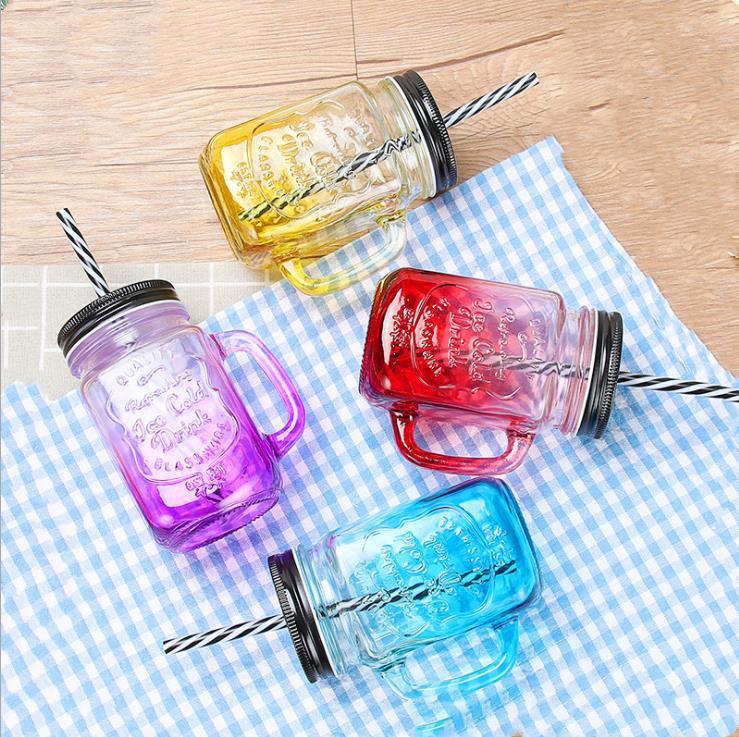 Wholesale Transparent 600ml Mason Jar Mugs Fruit Beverage Mason Jar Cups