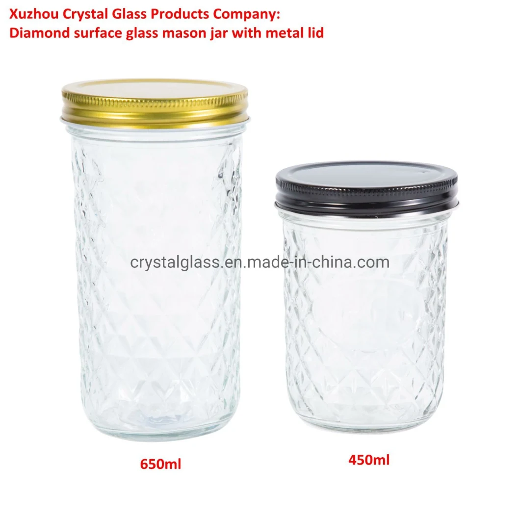 300ml 10oz 450ml 650ml Glass Mason Jar Baby Food Jar with Caps