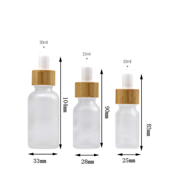 15ml Frosted Clear Glass Dropper Bottles with Bamboo Lid