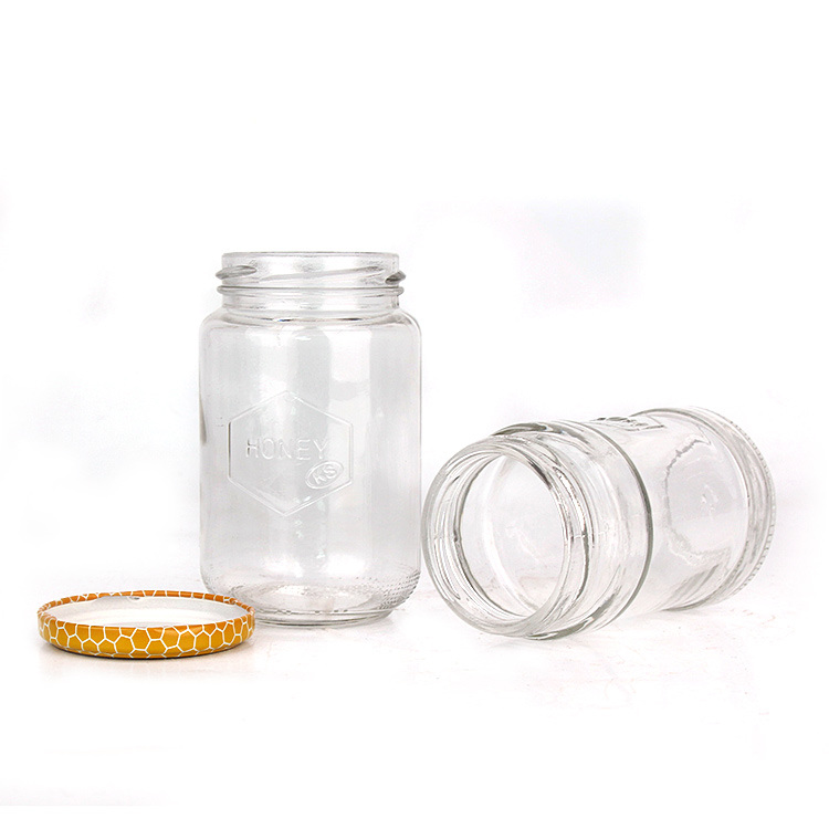 Wholesale 100ml 165ml 300ml 580ml Round Honey Jam Glass Bottles with Metal Screw Lid