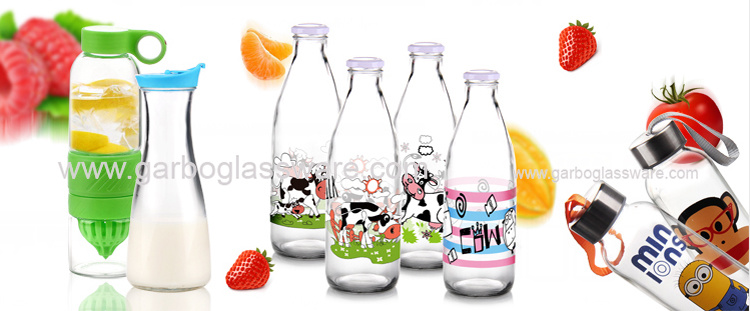 1070ml Water Carafe Decorating Clear Glass Bottles with Lid