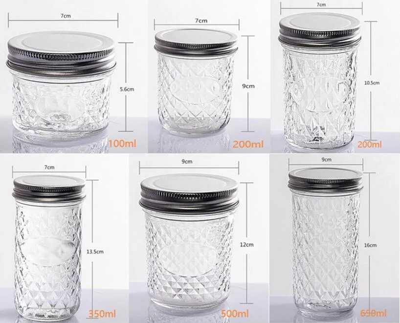 Wholesale Wide Mouth Size Mason Glass Canning Jar with Lids for Jam Jelly