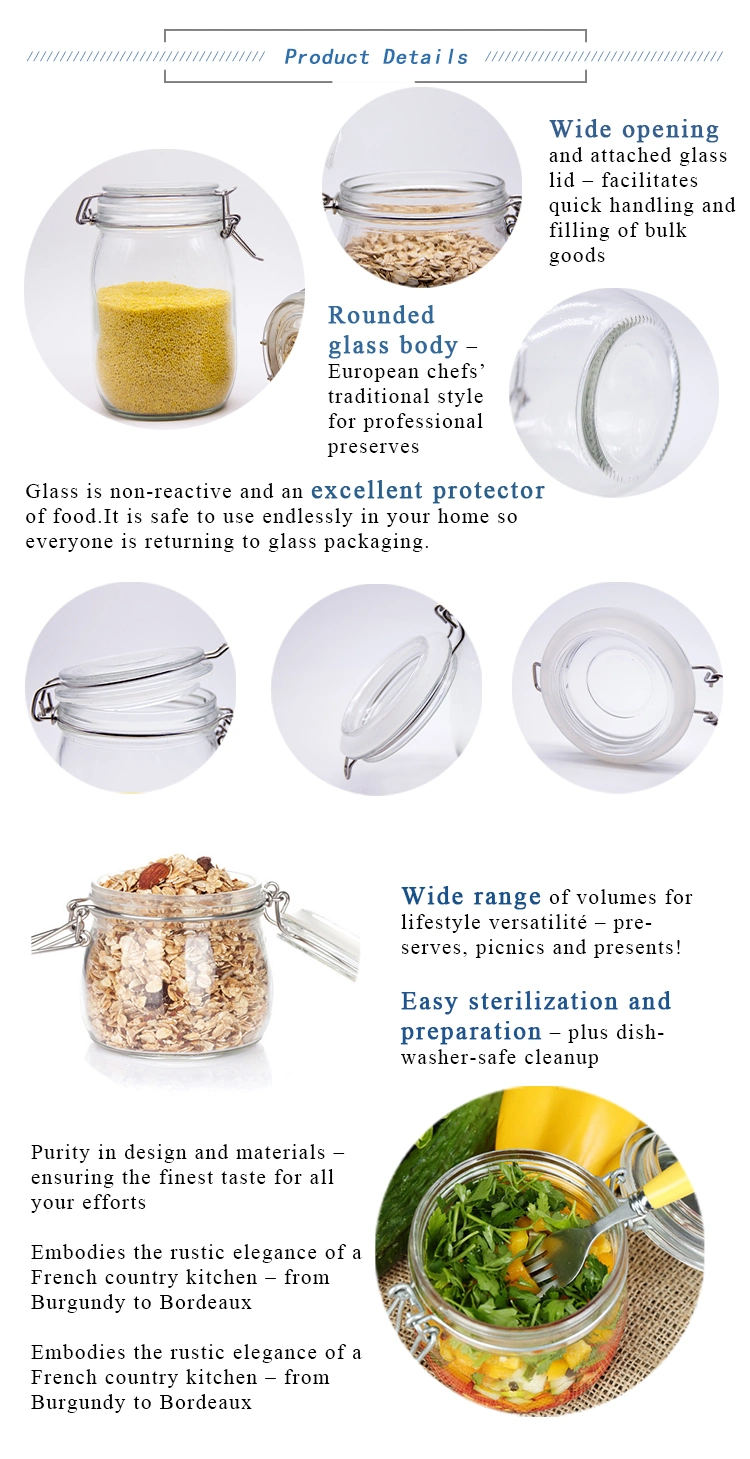 Clear Airtight Glass Jar Glass Storage Jar with Clip Lid