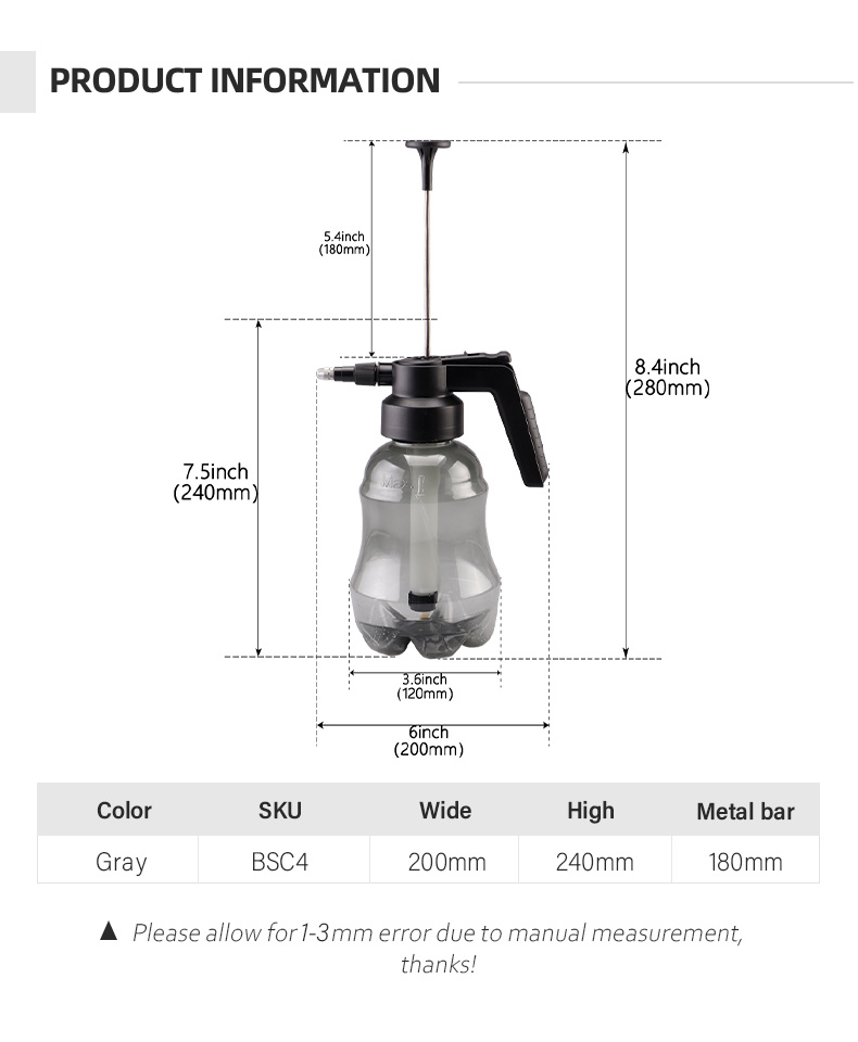Car Washing Spray Bottle Watering Bottle Sprayer Pneumatic Spray Bottle Hand Pump Bottle