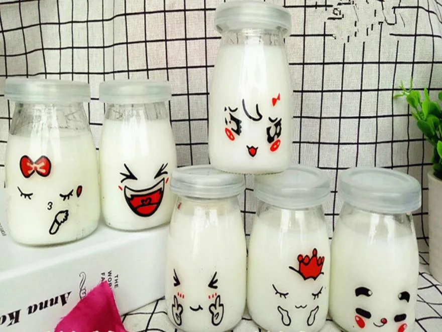 100ml Pudding Cup Yogurt Bottle/Juice Bottle Glassware /Glass Milk Bottle/Tinplate Cap Glass Milk Bottle