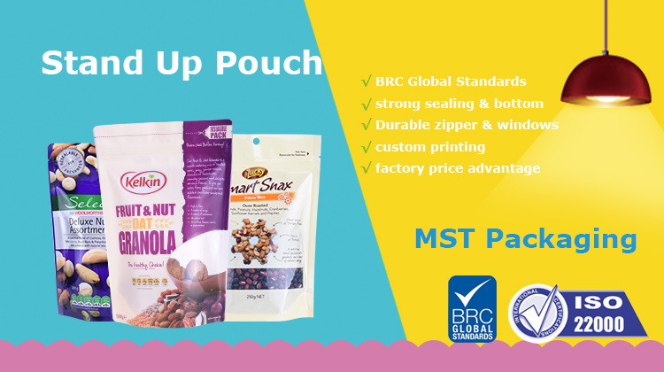 OEM Food Grade Custom Made Resealable Stand up Food Pouch