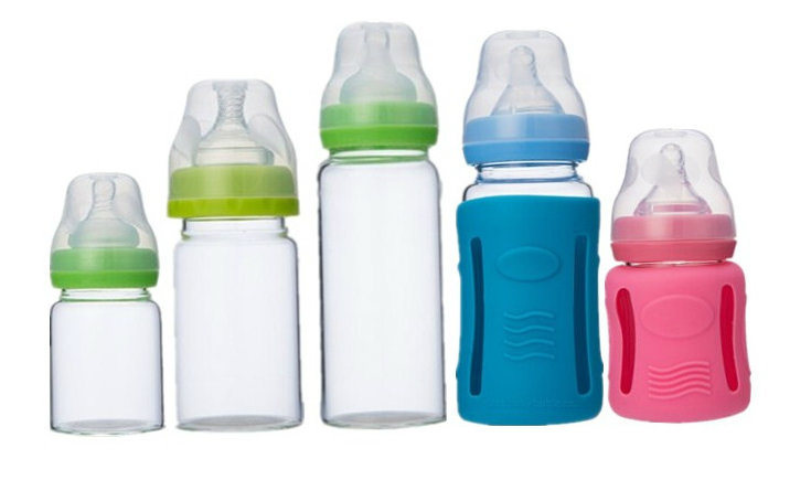 Transparent Wide Neck Borosilicate Glass Baby Milk Bottle