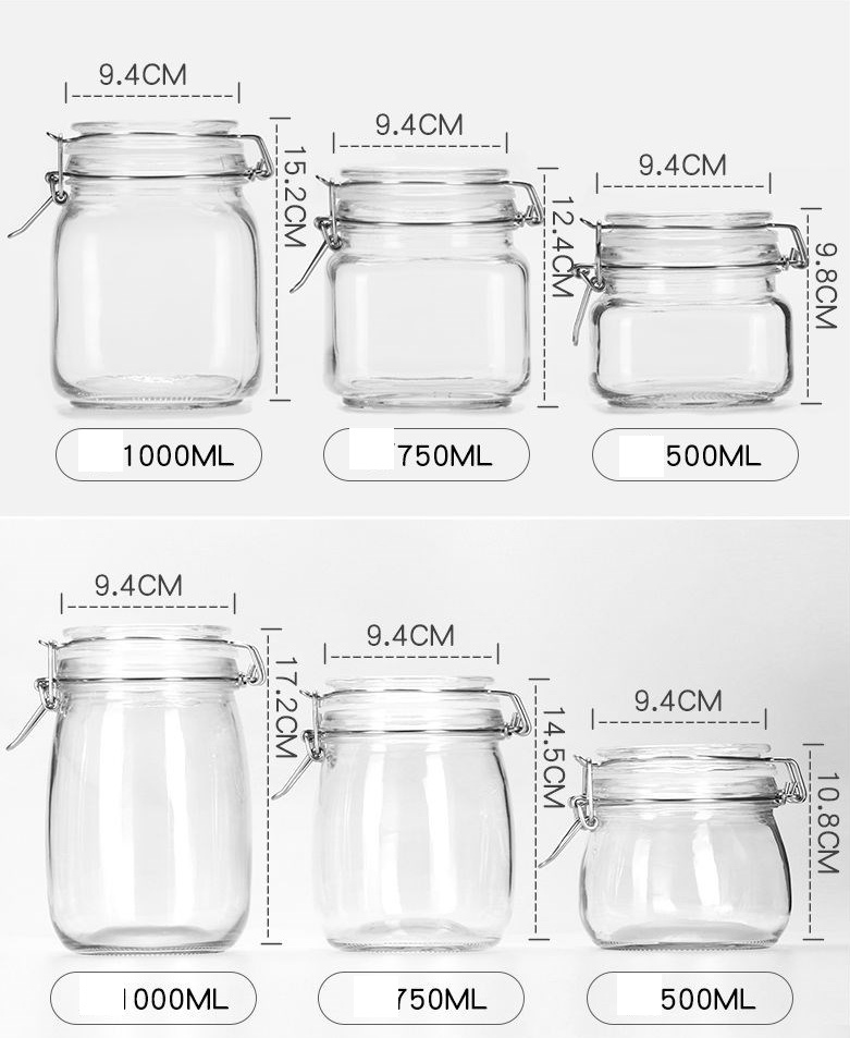 Storage Glass Jar with Airtight Clip Top Lid