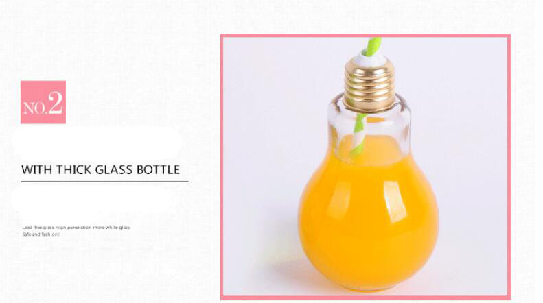 New Bulb Design Glass Juice Bottles with Metal Lids