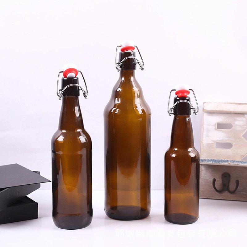 Wholesale Empty 330ml 500ml 750ml 1000ml Amber Swing Top Beer Brewing Glass Bottle Beverage Drinking Bottles