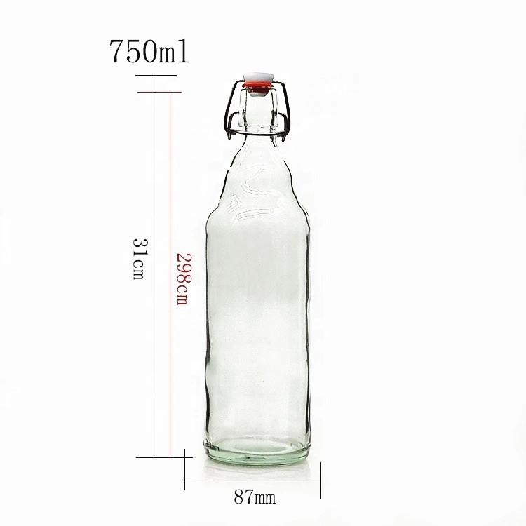 330ml 500ml 1000ml Transparent Clear Swing Top Beer Glass Bottle Kombucha Beverage Glass Bottles