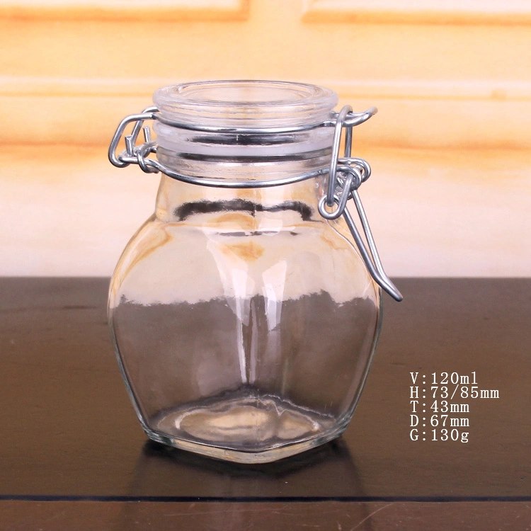 Wholesale 120ml 4oz Empty Glass Airtight Storage Spice Clip Jar with Lid