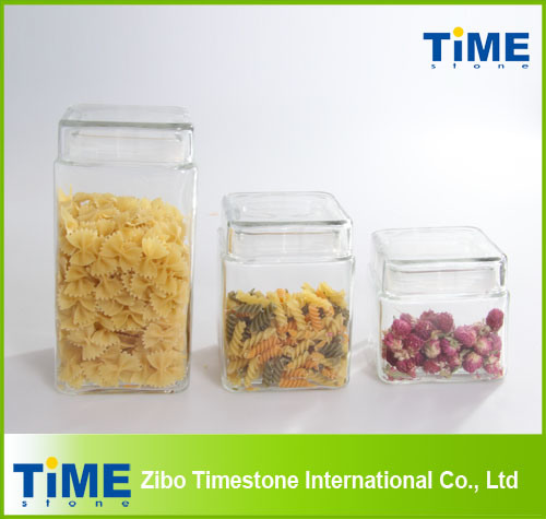 Square Clear Glass Jar for Food Storage (TMZX122101)