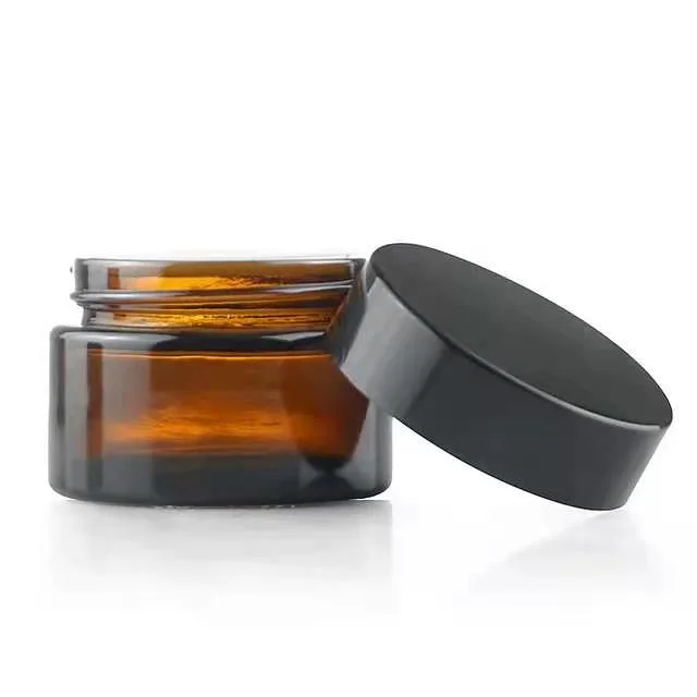 30ml 1oz Straight Side Amber Glass Jar Cosmetic Cream Jar with Plastic Lid