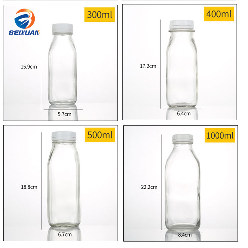 Wholesale 500ml French Square Glass Bottles for Milk/Beverage