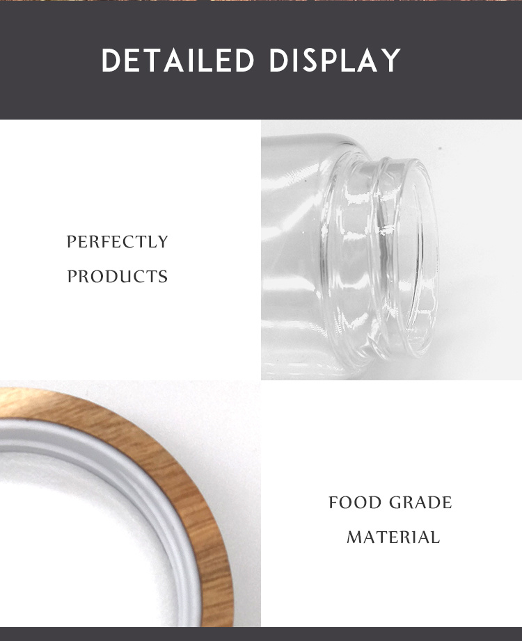 Clear Containers with Wooden Lid High Borosilicate Glass Food Storage Jars