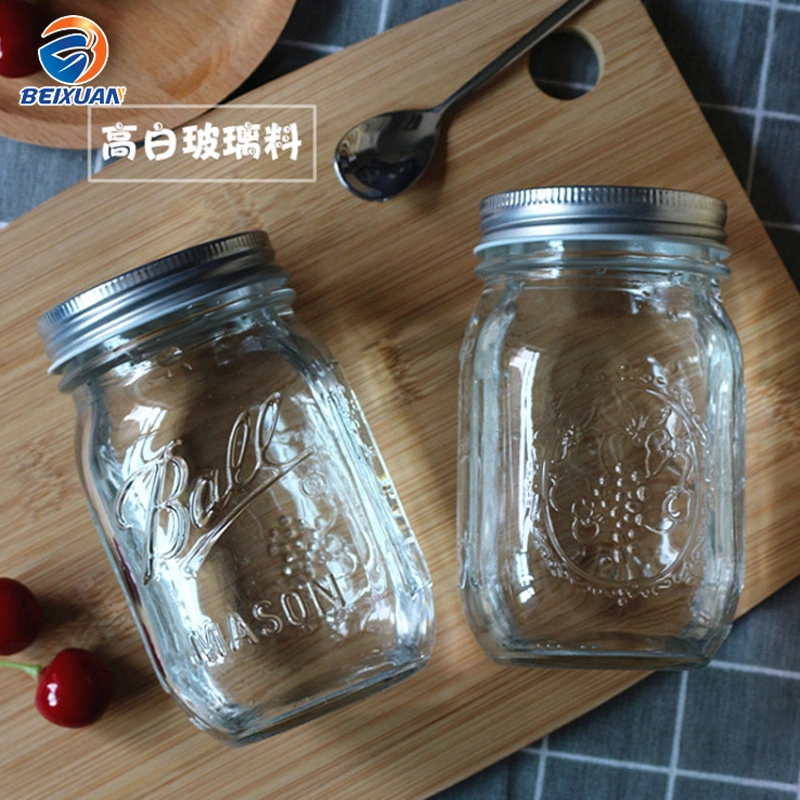 Lead-Free 250ml Transparent Round Bottom Mason Glass Jam Jars Glass Honet Jar