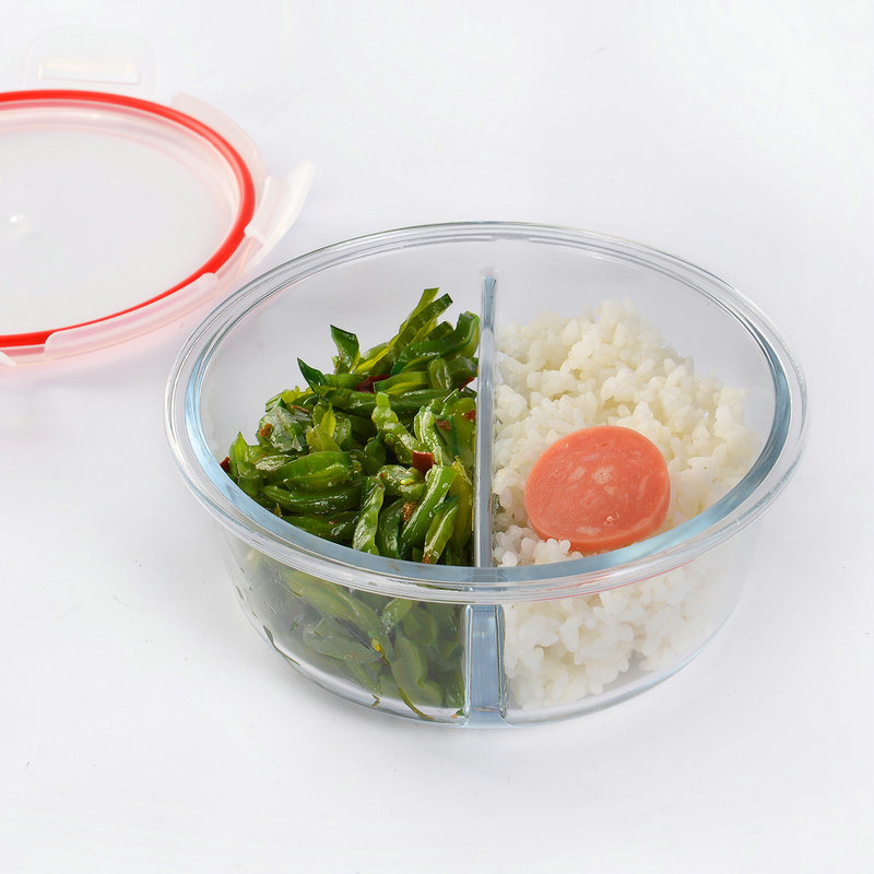 Round Borosilicate Glass Food Container with Plastic Lid