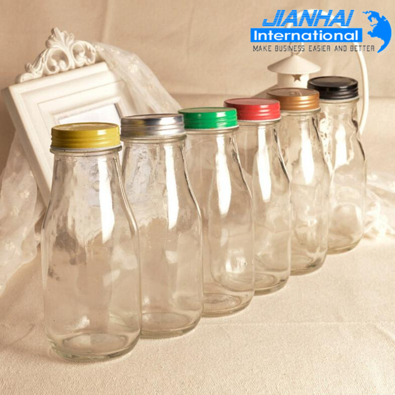 Customed Glass Juice Bottle, Beverage Bottle, Fruit Juice Bottle