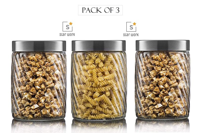 1500ml Glass Jar with Air Tight Lid Glass Food Storage Jars for Snacks