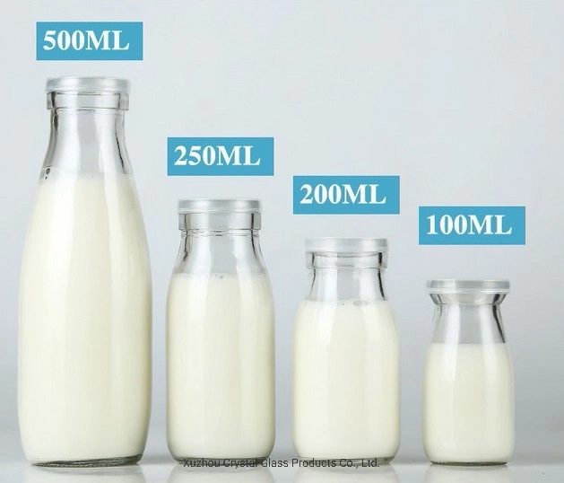 Wholesale Milk Glass Bottle for Pudding and Yogurt with Plastic Cap 100/200/250/500ml