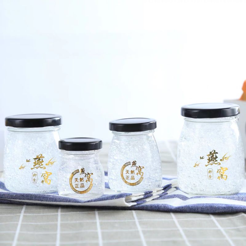 Bird's Nest Jar Pudding Bottle Milk Yogurt Bottle Glass Jars with Metal Lid