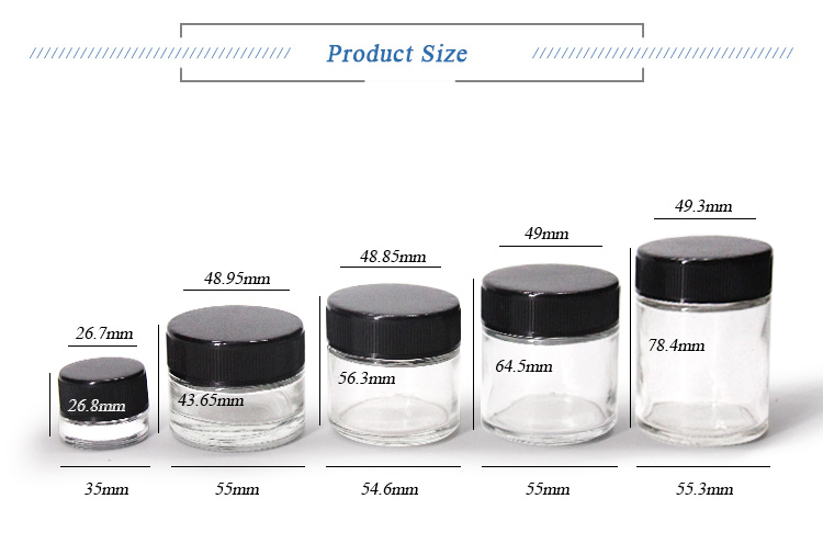 5ml 20ml 50ml Clear Glass Cosmetic Jar with Gasket Lid