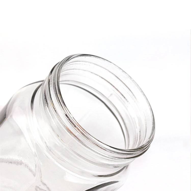 380ml Unique Shape Glass Honey Jar Glass Food Storage Jar with Plastic Cap