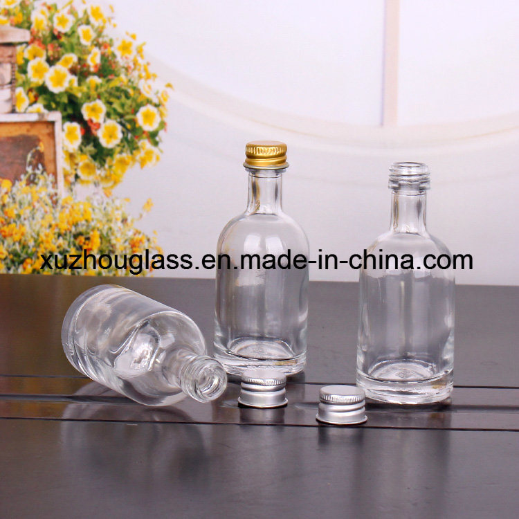 Small Glass Wine Bottle with Print and Plastic Lid