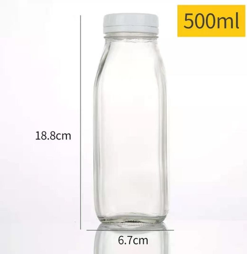 100ml 200ml 250ml 500ml Glass Milk Bottle with Plastic Lid