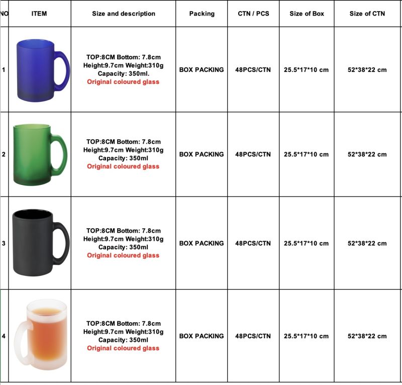 Simple Style Four Original Glass Coloured Glass Mug with Handle