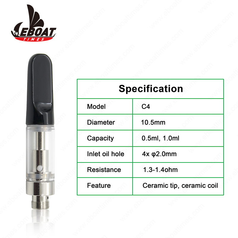 Eboattimes Leakproof 0.5ml 1.0ml Glass Empty Cbd Vape Atomizer