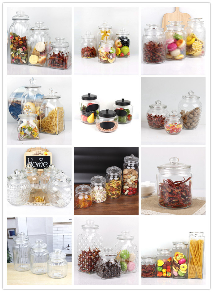 1500ml Round Glass Storage Jar Glass Canister with Stopper Lid