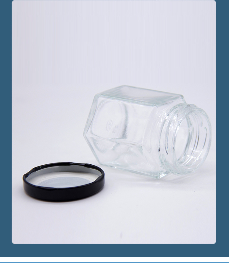 in Stock 100ml Mini Clear Glass Jar Hexagonal Jar for Honey/Jam/Pickle Packing