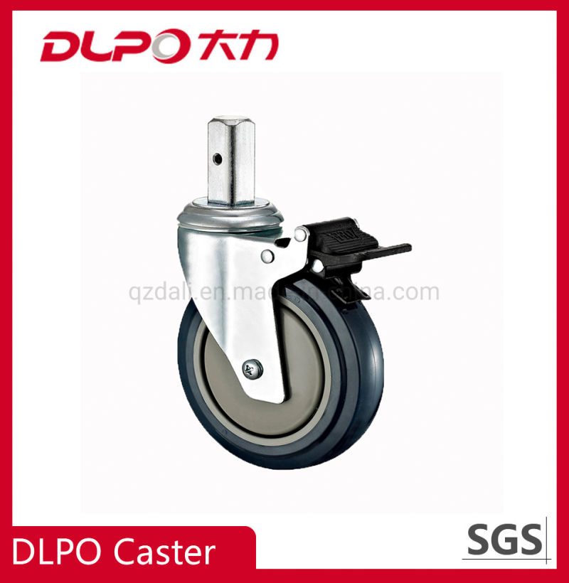 Dlpo 5 Inch Galvanized Squace Stem Locking/Lockable Wheel Castor