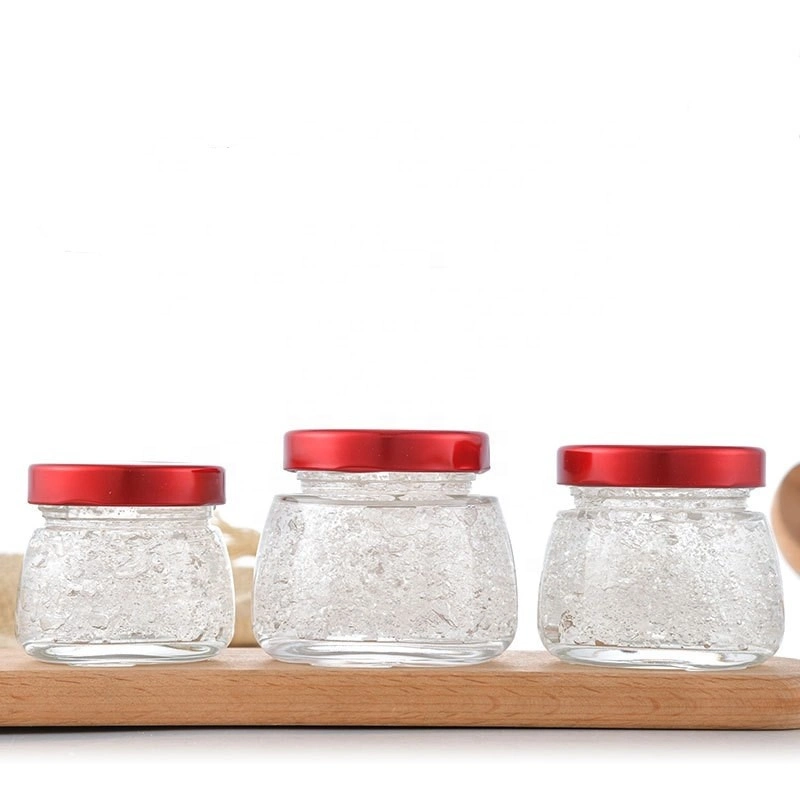 Clear Flint Mini Food Container Bottles 50ml 75ml 120ml 150ml Honey Bird Nest Jam Glass Jar with Screw Metal Lid