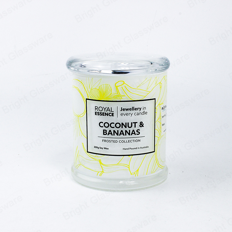 Decorative 16oz Transparent Candle Glass Jar with Flat Glass Lid