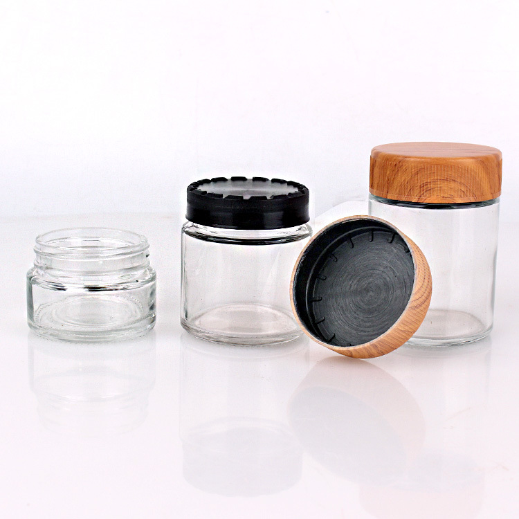 110ml Round Transparent Cosmetic Glass Jar with Plastic Cap