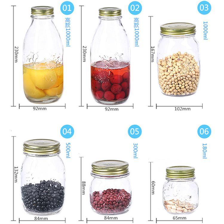 Empty Clear Canning Food Storage Glass Mason Jar for Canning