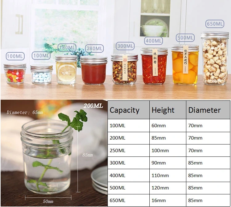 Food Grade Round Clear Honey Caviar Crystal Glass Jar with Lid