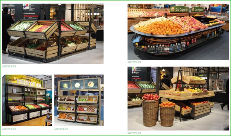 Wooden Pickles Display Shelving for Supermarket