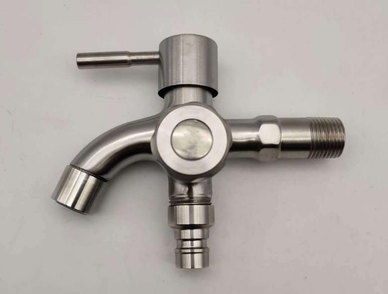 304 Stainless Steel Faucet with Washing Machine Connector, Basin Faucet with Washing Machine Connector