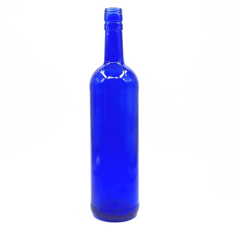 Empty Blue Wine Glass Bottles 750ml 75cl Boredaux Glass Bottles with Screw Cap