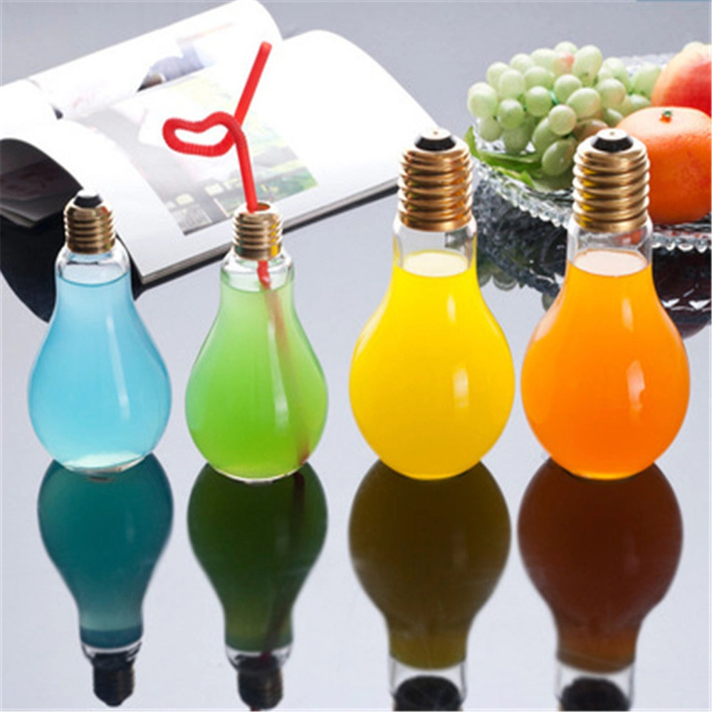 250ml 300ml Beverage Creative Glass Container The Light Bulb Shape Juice Glass Bottles