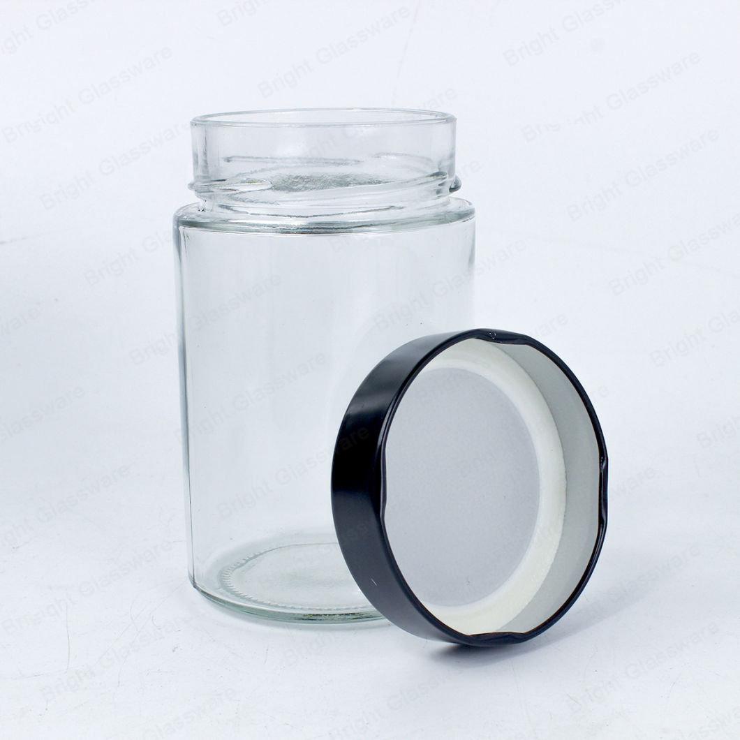 Wholesale 6oz 7oz 8oz 9oz 16oz Clear Glass Food Storage Jars with Aluminium Screw Lid