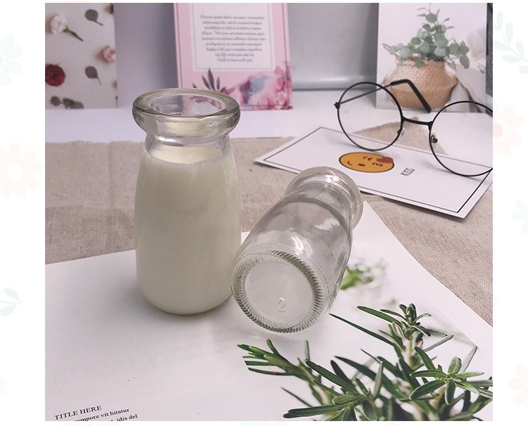 Clear Bottle Milk Yogurt Packaging Glass Bottle Glass Jars with Cork Lids